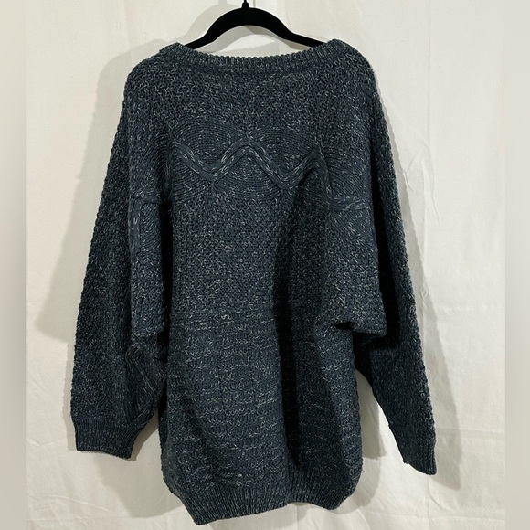 Vintage Harbour Club Wool Blend Sweater XL Made in Italy Chunky Knit Blue Gray - Picture 2 of 5